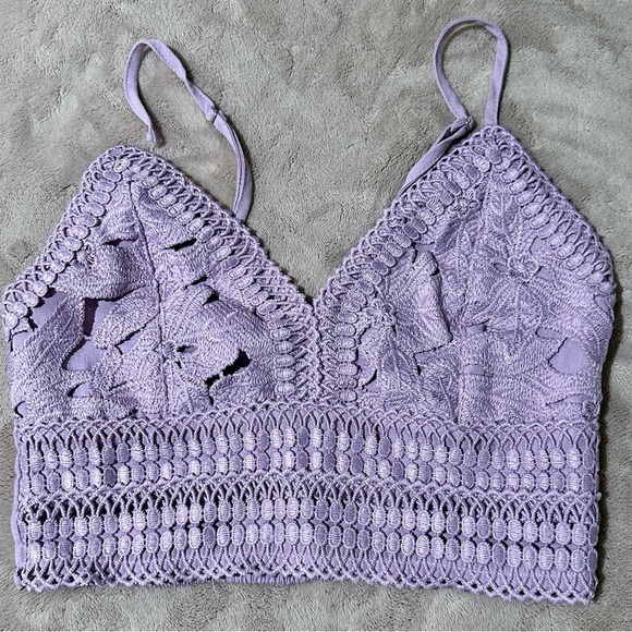 Love Tree dusty purple crochet lace bralette top - Picture 3 of 5